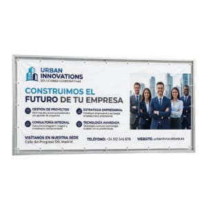 Banner corporativo de gran formato en vía pública