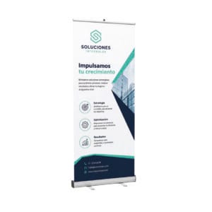 Banner roll up portátil con soporte para eventos y ferias