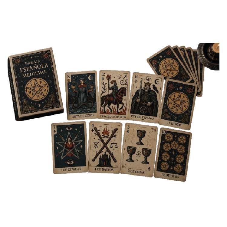 Baraja Española Medieval Portada Baraja española con ilustraciones de temática medieval
