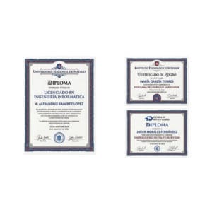 Certificado o diploma impreso con terminación premium