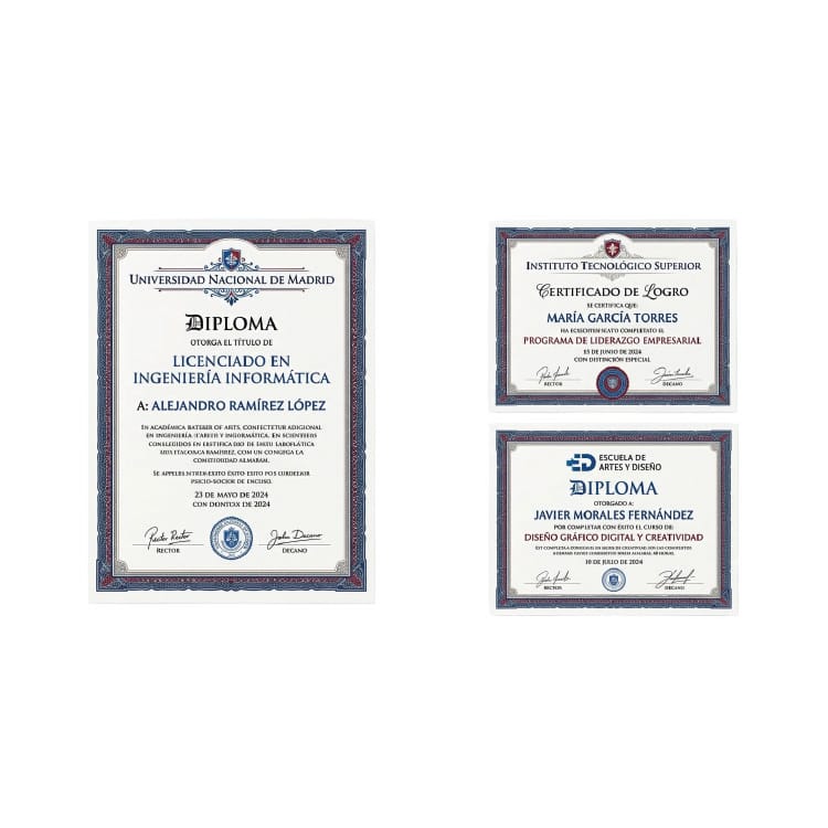 Certificados y Diplomas Personalizados Portada Certificado o diploma impreso con terminación premium