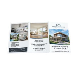 Folleto tríptico corporativo con diseño institucional