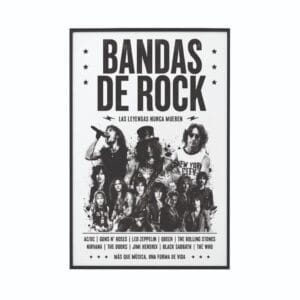 Poster con diseño gráfico inspirado en bandas de rock y recitales