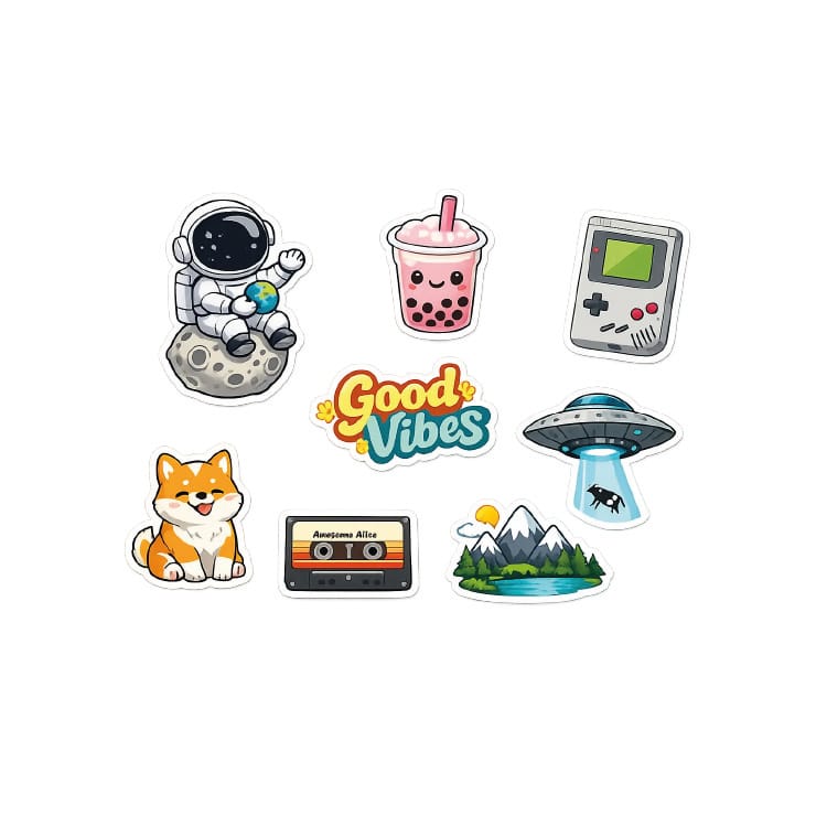 Stickers Troquelados para Notebook Portada Pack de stickers troquelados variados para decorar notebook