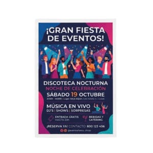 Volante para fiesta o evento con diseño llamativo