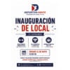 Volante de inauguración de local con diseño promocional