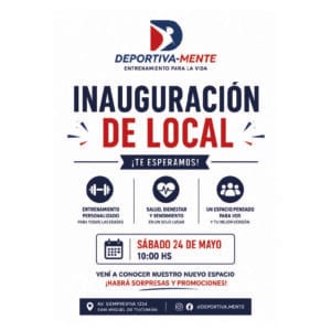 Volante de inauguración de local con diseño promocional