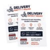 Volante de delivery con menú y datos de contacto para pedidos
