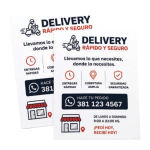 Volante de delivery con menú y datos de contacto para pedidos