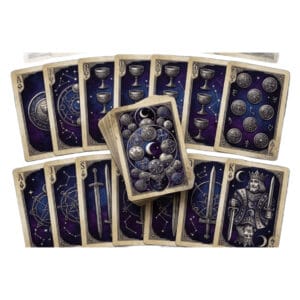 Baraja española con estética de tarot y simbología esotérica
